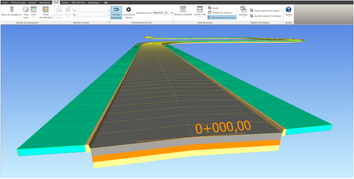 Archivo DWG con alineación de Civil 3D en Navisworks Manage 2024