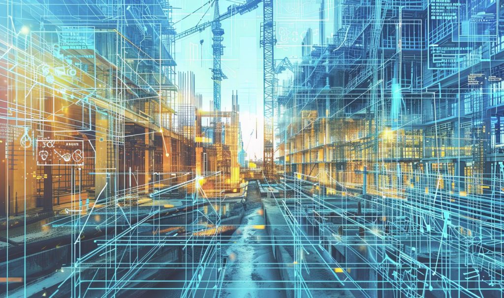 Modelo BIM en construcción mostrando gestión de información digital en 3D